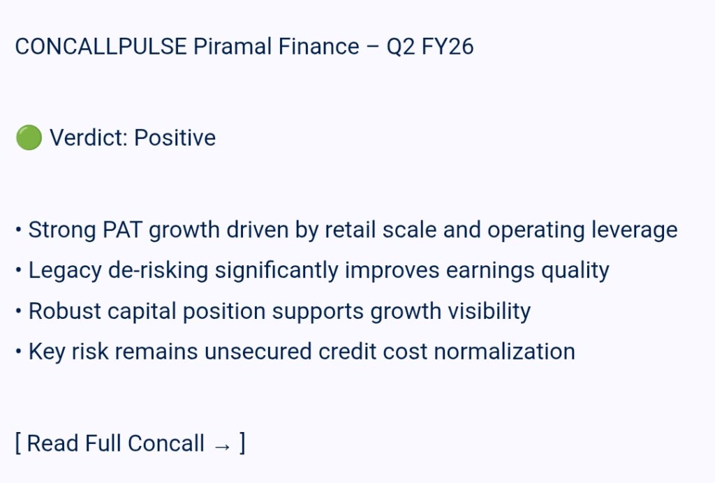 Piramal Finance Q2 FY26 Earnings Call: Good, Bad, Improving & Worsening 2 Piramal Finance Q2 FY26 Earnings Call